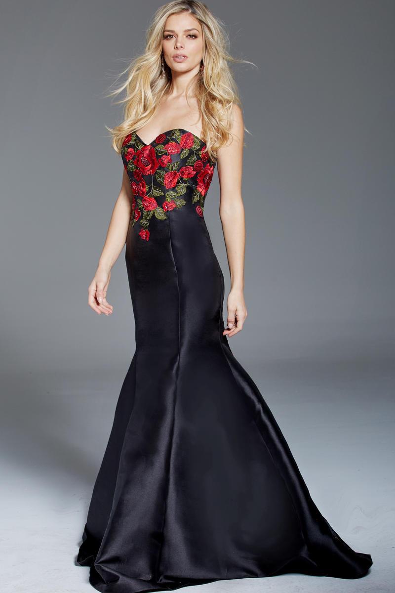 Jovani Floral Embroidered Mermaid Prom Dress 48122 - The Dress Outlet