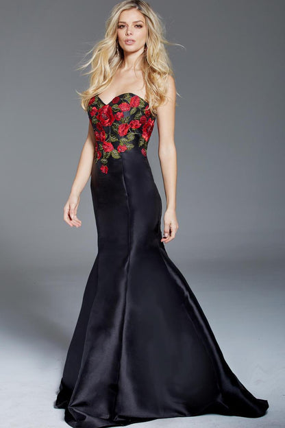 Jovani Floral Embroidered Mermaid Prom Dress 48122 - The Dress Outlet