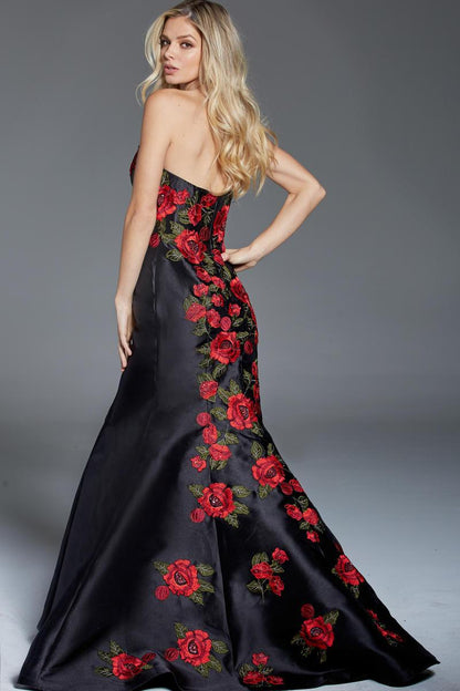Jovani Floral Embroidered Mermaid Prom Dress 48122 - The Dress Outlet