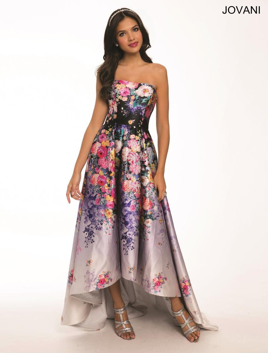 Jovani Floral High Low Homecoming Dress 22736 - The Dress Outlet