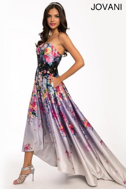 Jovani Floral High Low Homecoming Dress 22736 - The Dress Outlet