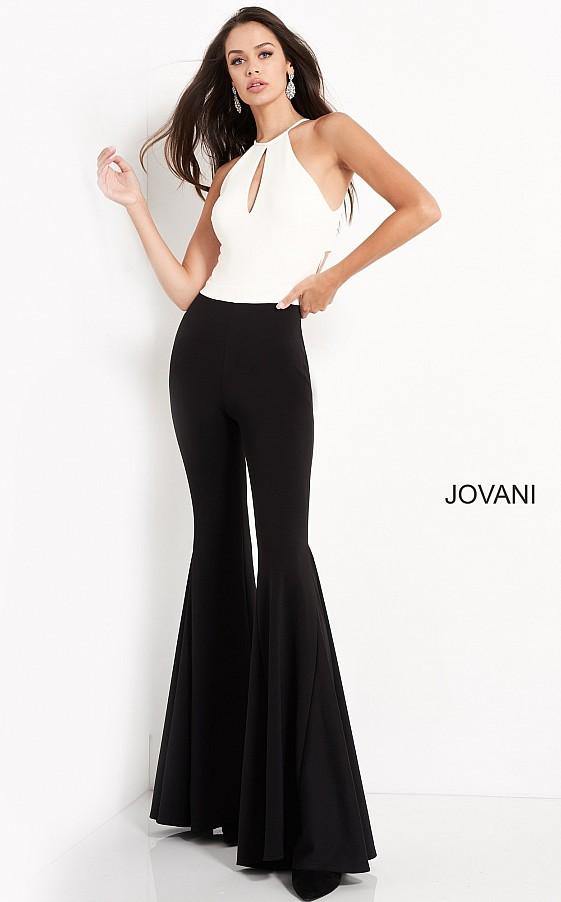 Jovani Formal Halter Flared Jumpsuit M02807 - The Dress Outlet