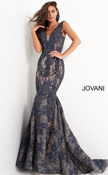 Jovani Fitted Lace Mermaid Evening Long Dress 04585 - The Dress Outlet