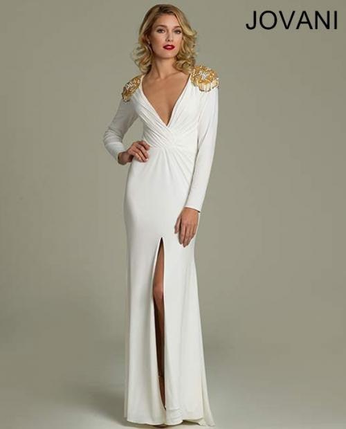 Jovani Fitted Long Simple Wedding Dress 79030 - The Dress Outlet