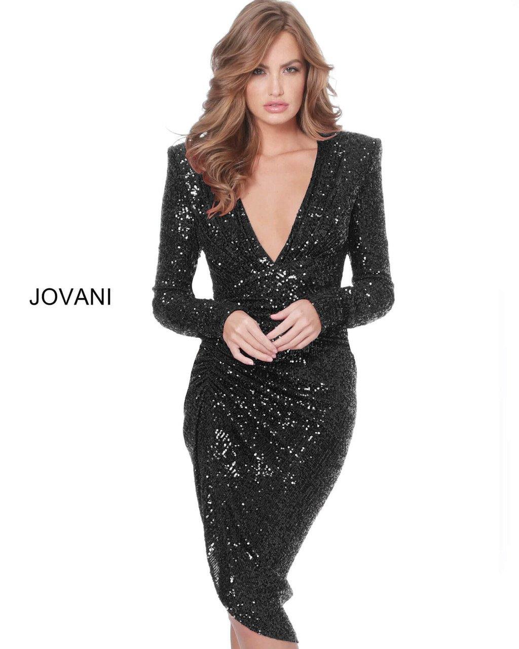 Jovani Fitted Long Sleeve Cocktail Dress 04257 - The Dress Outlet