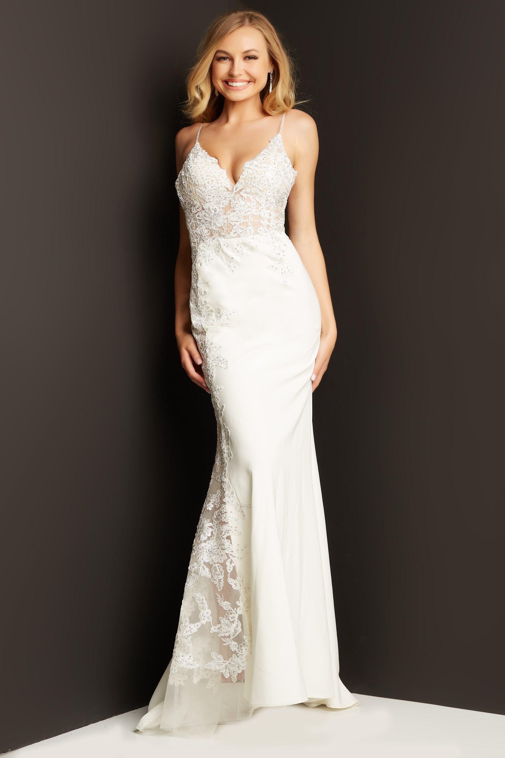 Jovani Fitted Long Wedding Dress 07386 - The Dress Outlet