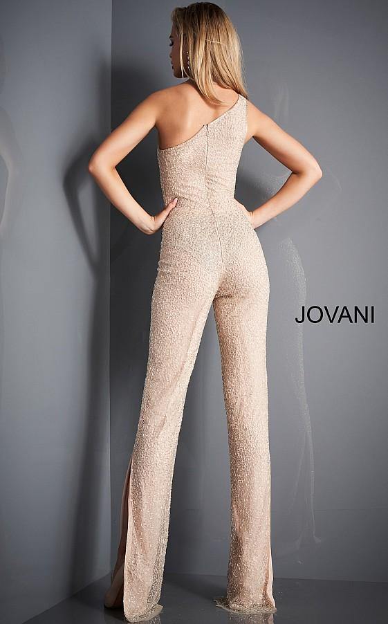 Jovani Formal One Shoulder Beaded Jumpsuit 3816 - The Dress Outlet