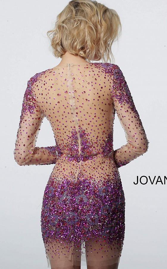 Jovani Fitted Sheer Beaded Short Prom Dress 47598 - The Dress Outlet