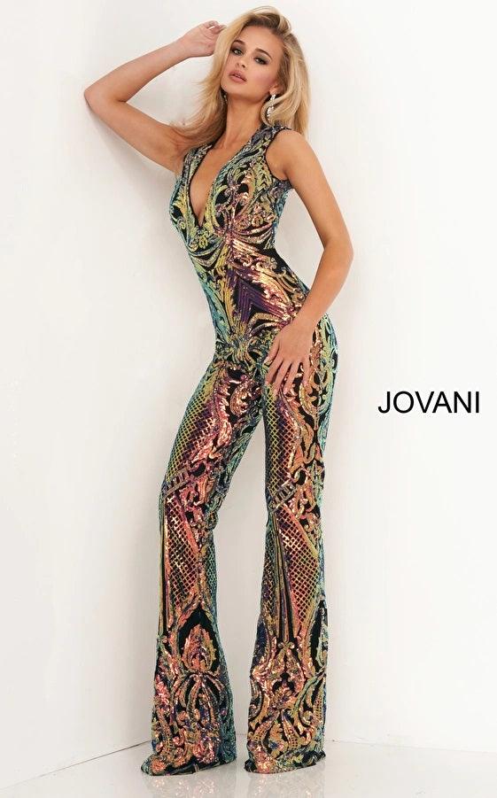 Jovani Formal Sleeveless Sequins Prom Jumpsuit 02469 - The Dress Outlet