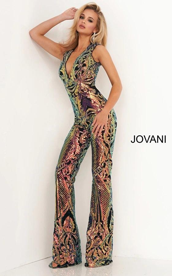 Jovani 02469 Formal Sleeveless Sequins Prom Jumpsuit