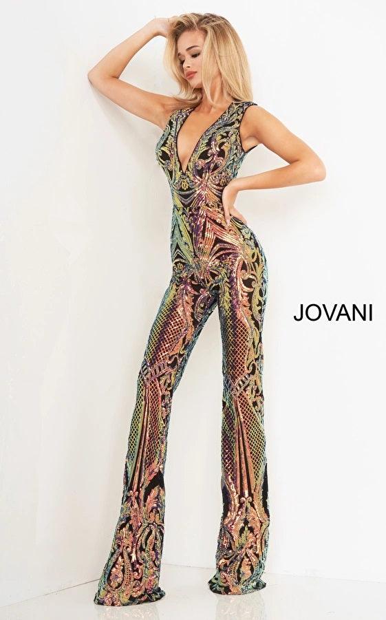 Jovani 02469 Formal Sleeveless Sequins Prom Jumpsuit