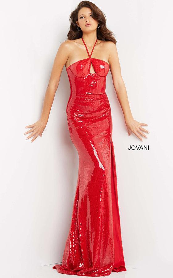 Jovani Halter Long Glitter Formal Dress 07216 - The Dress Outlet