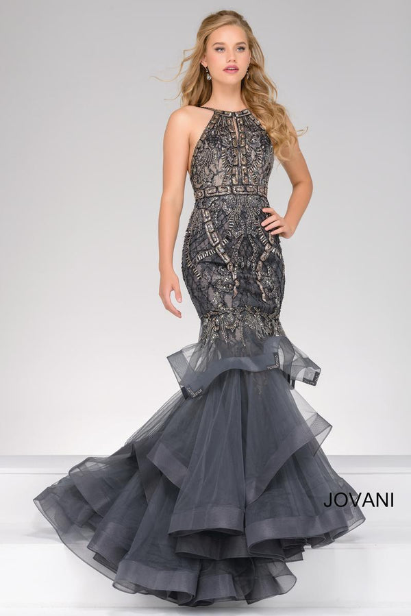 Jovani 31554 Halter Long Mermaid Gown
