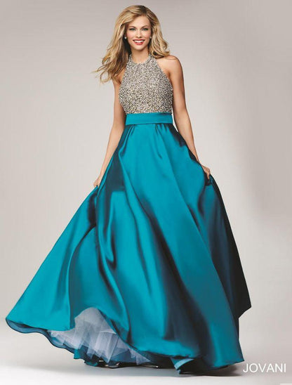 Jovani Halter Neck Glitter Long Prom Gown 29160 - The Dress Outlet