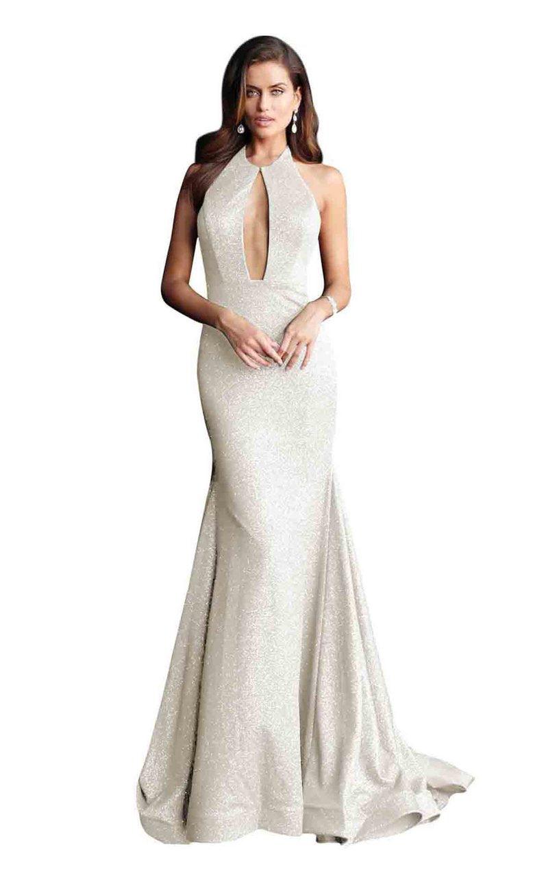 Jovani Halter Neck Glitter Prom Gown 64851 - The Dress Outlet