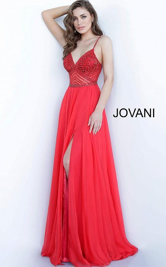 Jovani 66925 High Slit Long Prom Dress