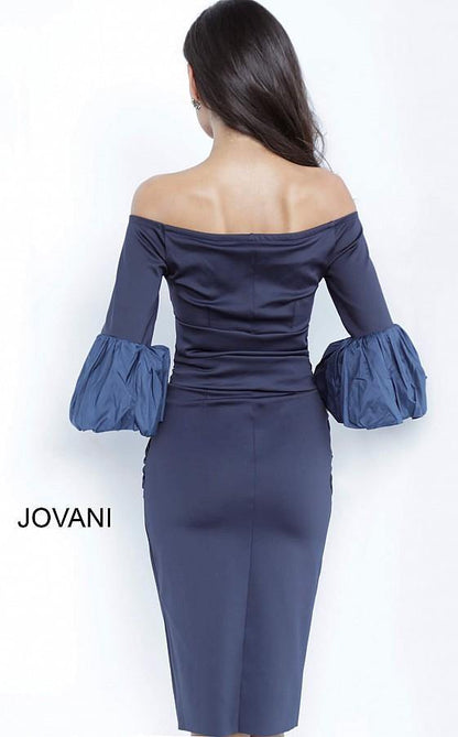 Jovani Knee Length Off Shoulder Cocktail Dress 1023 - The Dress Outlet