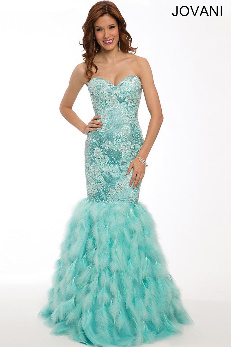 Jovani Lace Bodice Long Mermaid Gown 22295 - The Dress Outlet