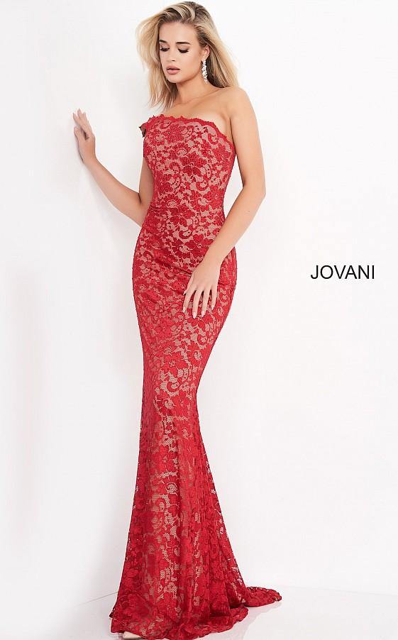 Jovani Lace One Shoulder Prom Dress 02169 - The Dress Outlet