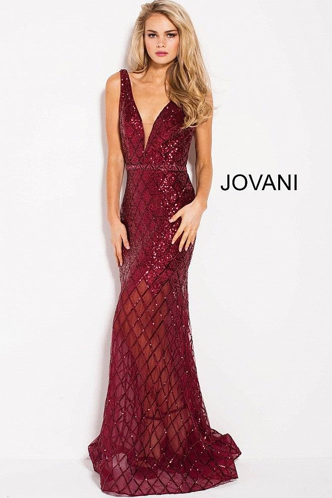Jovani Lattice Beadwork Long Prom Dress 59186 - The Dress Outlet