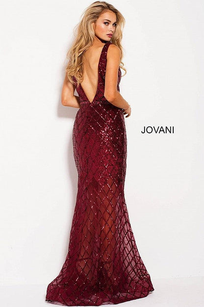 Jovani Lattice Beadwork Long Prom Dress 59186 - The Dress Outlet