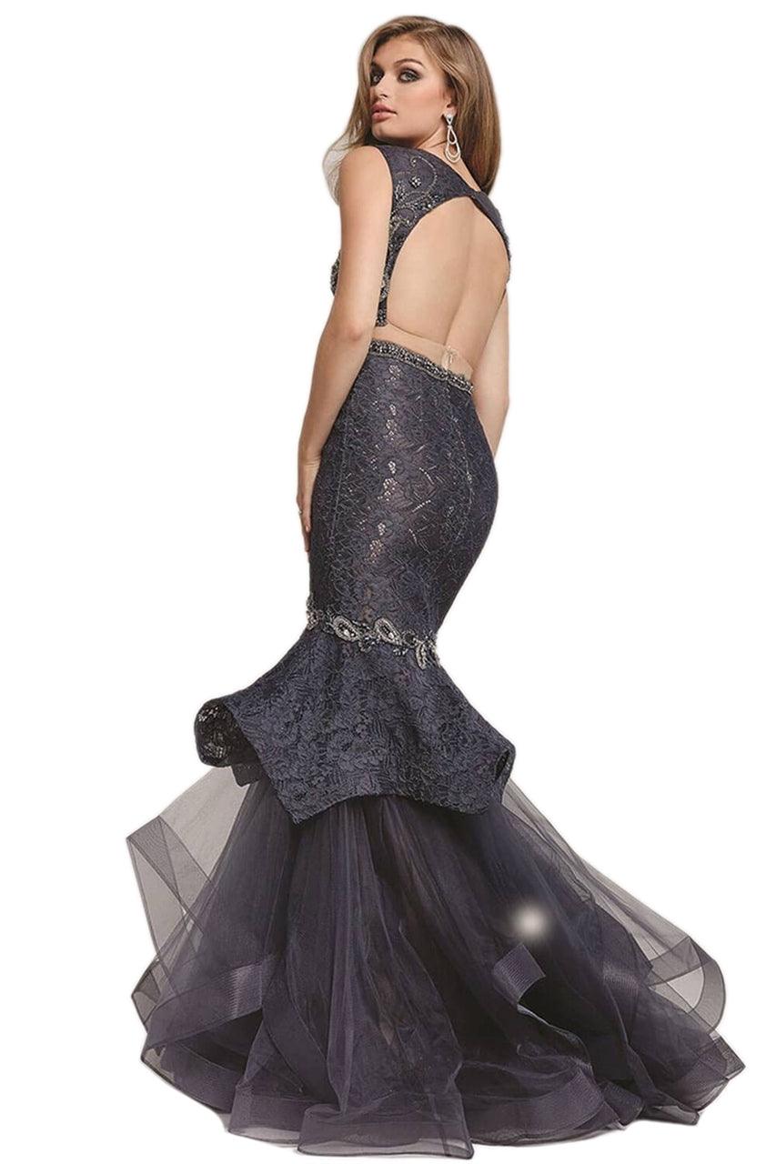 Jovani Long Cap Sleeve Formal Mermaid Dress 31553 - The Dress Outlet