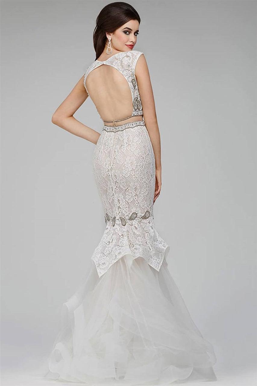 Jovani Long Cap Sleeve Formal Mermaid Dress 31553 - The Dress Outlet