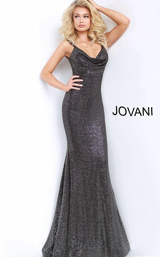 Jovani 3392 Long Cowl Neckline Prom Dress