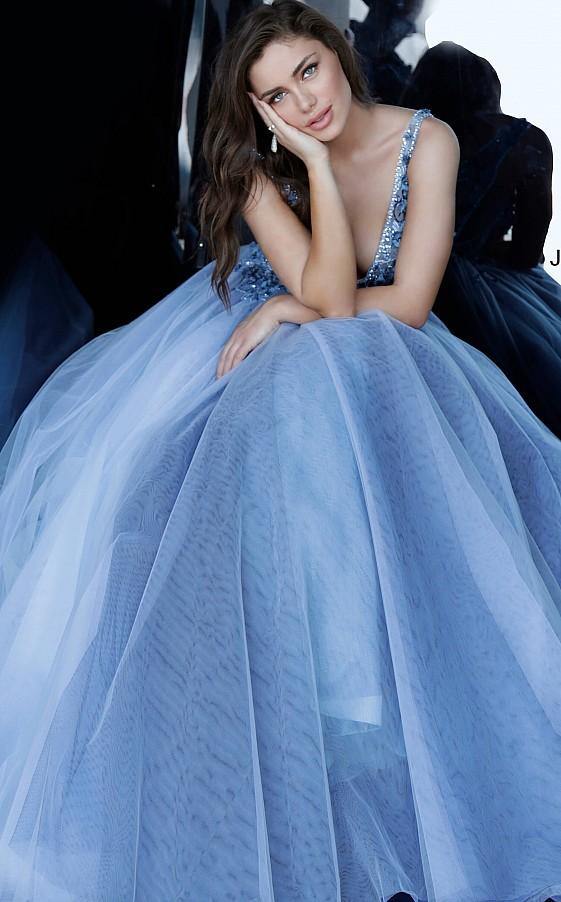 Jovani 3110 Long Floral Embellished Prom Dress