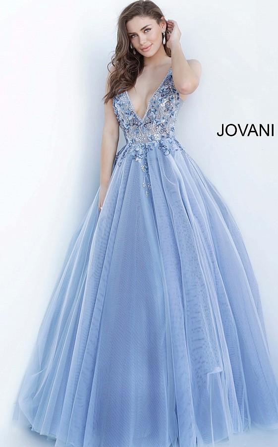 Jovani 3110 Long Floral Embellished Prom Dress
