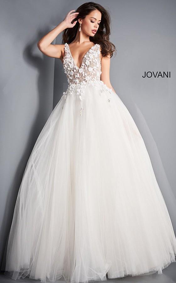 Jovani 3110 Long Floral Embellished Prom Dress