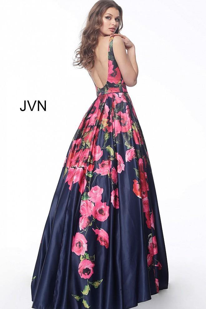 Jovani 67128 Long Floral Print Prom Dress