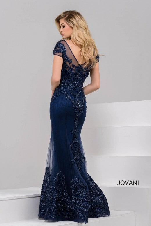 Jovani Long Formal Cap Sleeve Evening Gown 39483 - The Dress Outlet