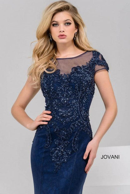 Jovani Long Formal Cap Sleeve Evening Gown 39483 - The Dress Outlet