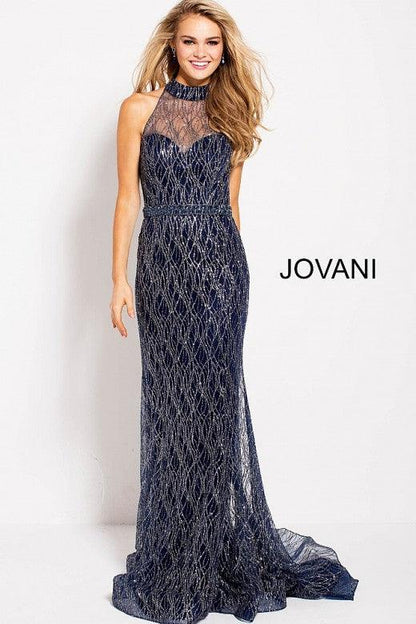Jovani Long Formal Halter Prom Dress 59025 - The Dress Outlet