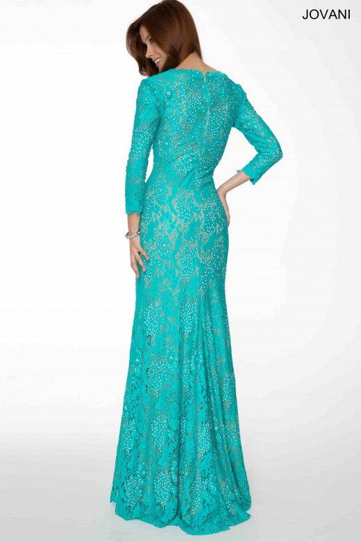 Jovani 20025 Long Formal Long Sleeve Lace Dress