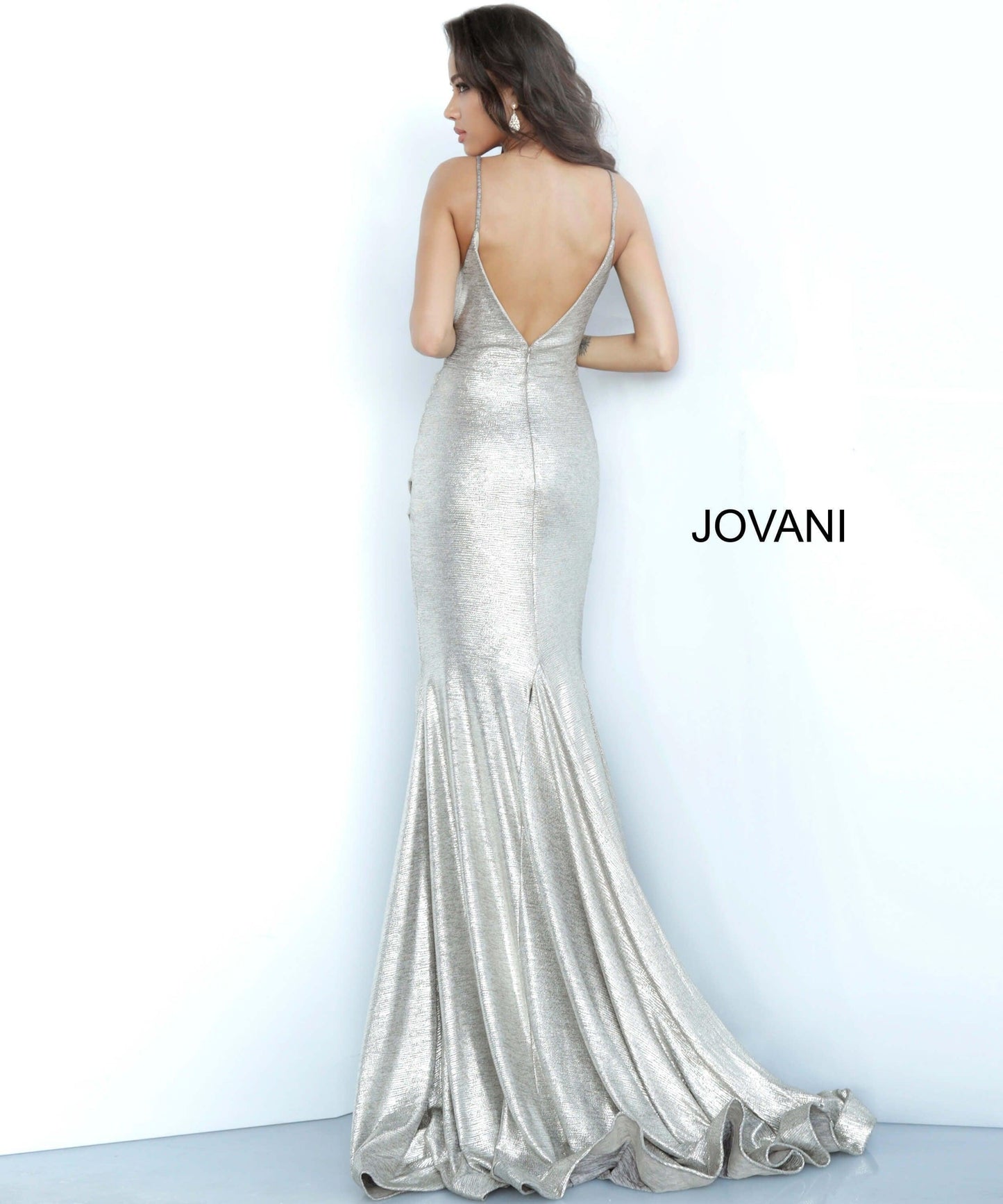 Jovani Metallic Shimmer Long Fitted Prom Dress 67977 - The Dress Outlet