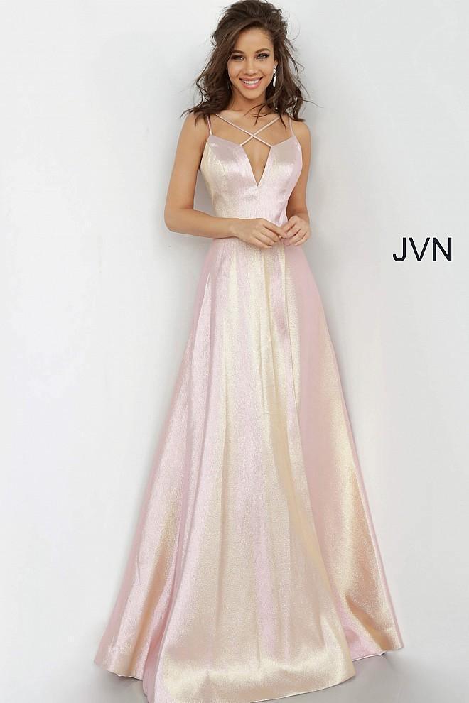 JVN By Jovani Long Formal Prom Dress JVN3779 Blush - The Dress Outlet Jovani