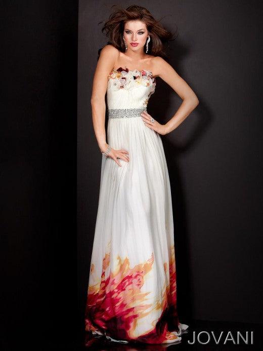 Jovani Long Formal Strapless Print Dress 4878 - The Dress Outlet