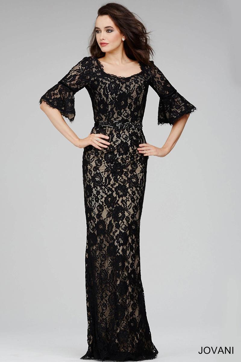 Jovani Long Lace Sheath Evening Dress 28757 - The Dress Outlet