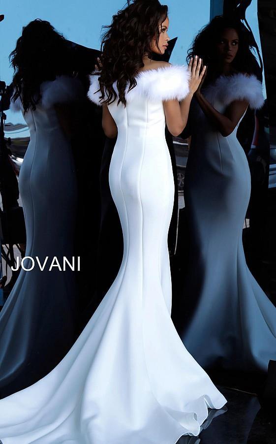 Jovani Long Off Shoulder Evening Mermaid Gown 63884 - The Dress Outlet