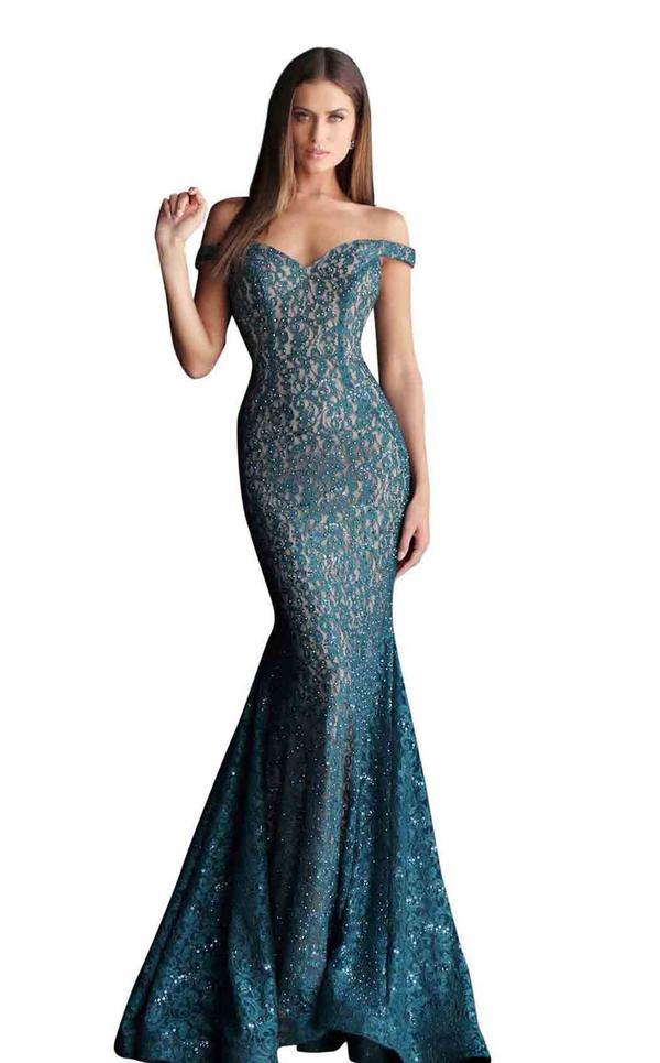 Jovani Long Off Shoulder Fitted Dress 64521 - The Dress Outlet