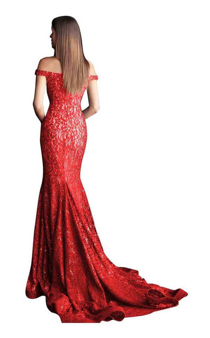Jovani Long Off Shoulder Fitted Dress 64521 - The Dress Outlet