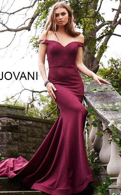 Jovani Long Off Shoulder Prom Dress 55187 - The Dress Outlet