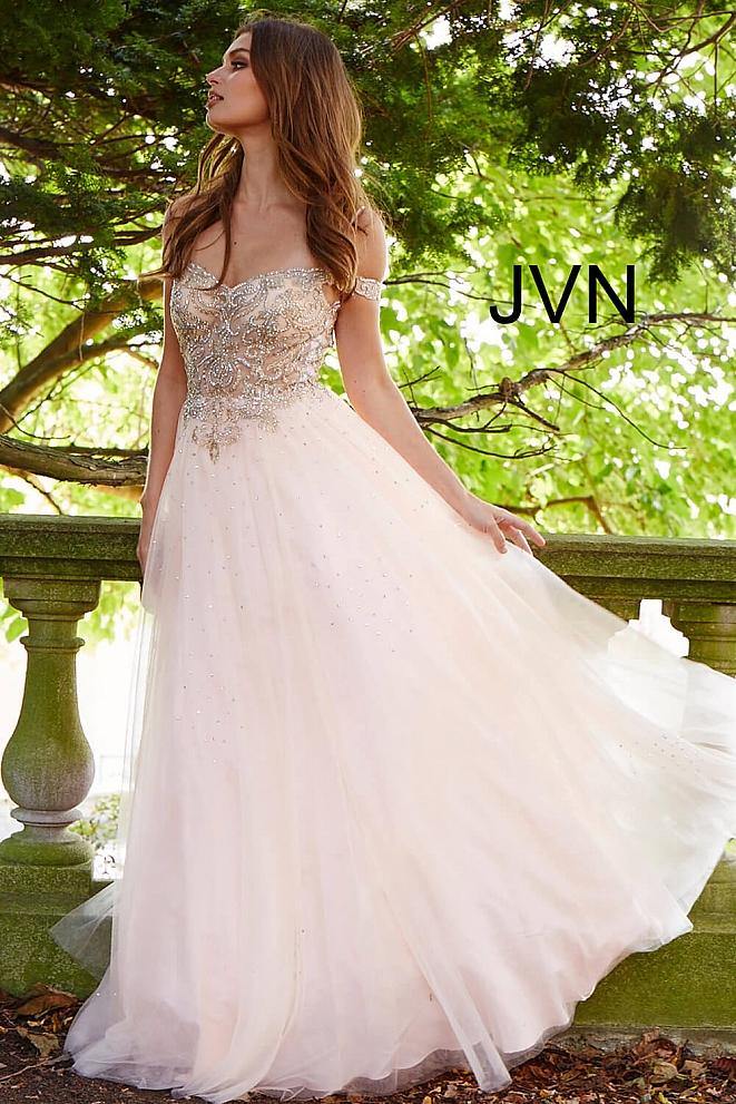 Jovani Long Off Shoulder Prom Gown JVN58403 - The Dress Outlet