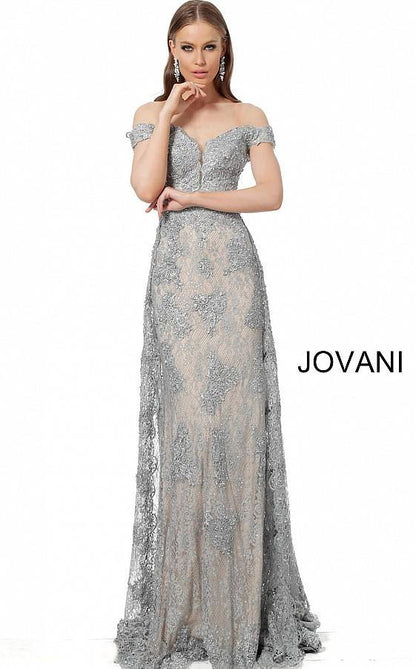 Jovani Long Off the Shoulder Lace Evening Gown 2234 - The Dress Outlet