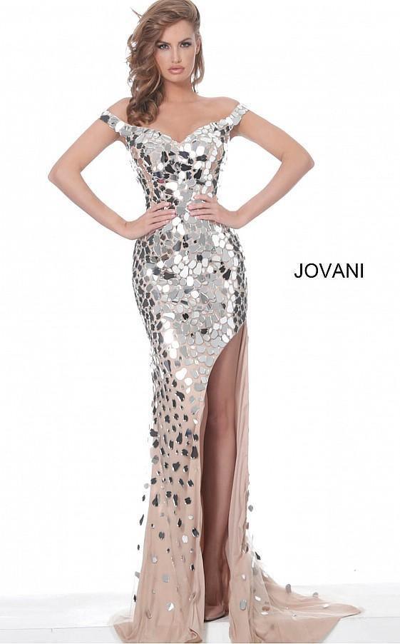 Jovani Long  Off the Shoulder Evening Dress 02500 - The Dress Outlet