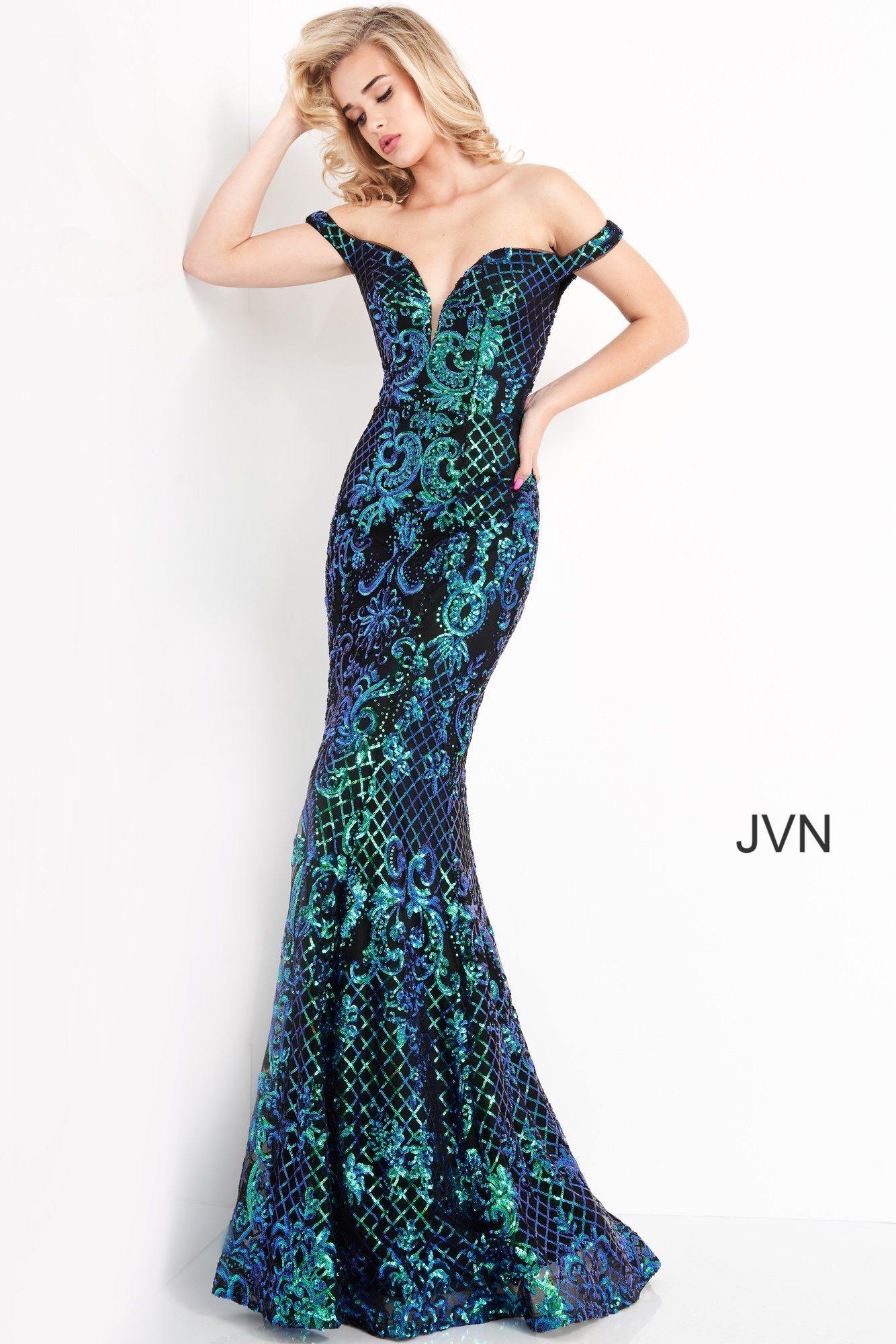 Jovani Long Prom Formal Off Shoulder Gown 04515 - The Dress Outlet