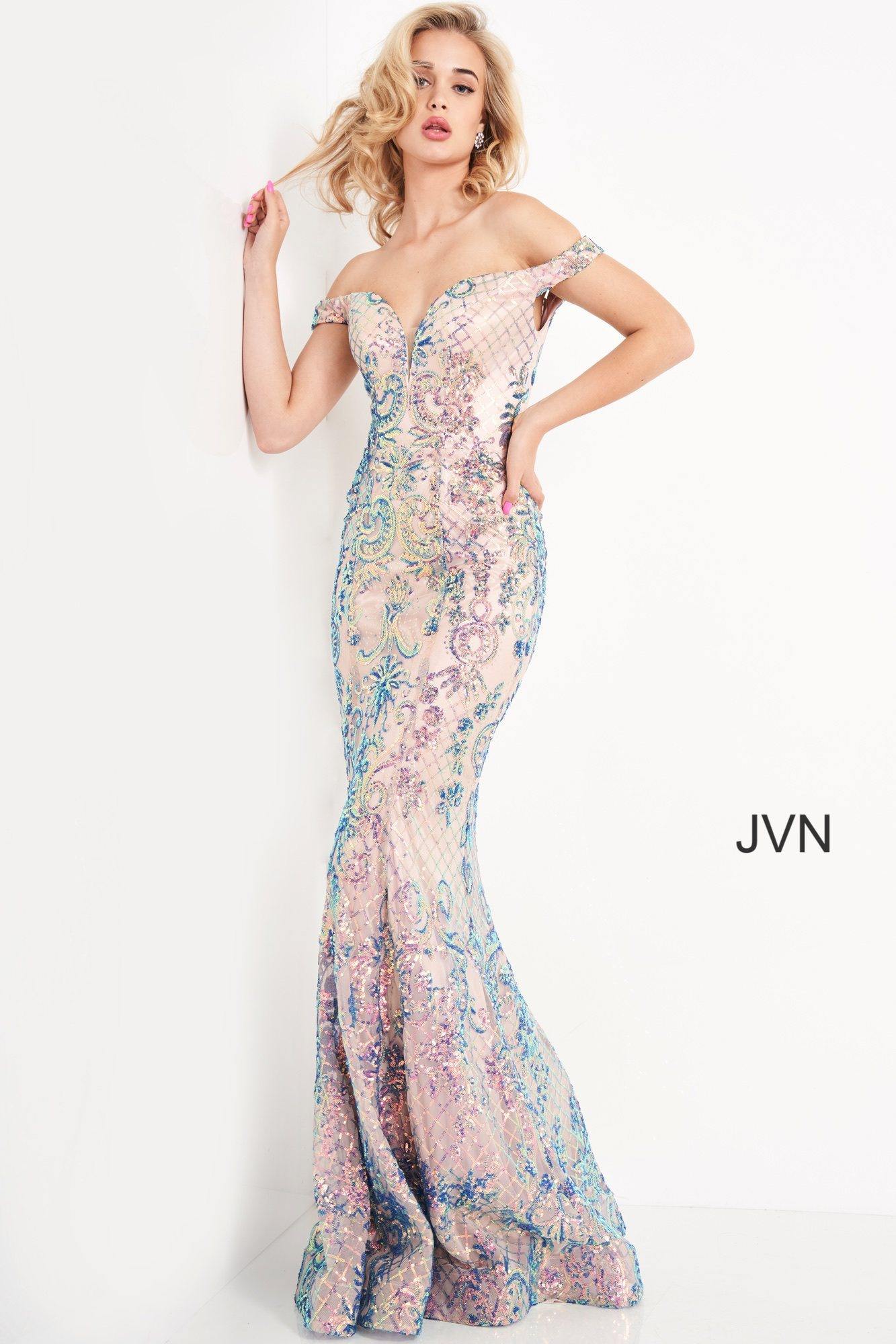 Jovani Long Prom Formal Off Shoulder Gown 04515 - The Dress Outlet