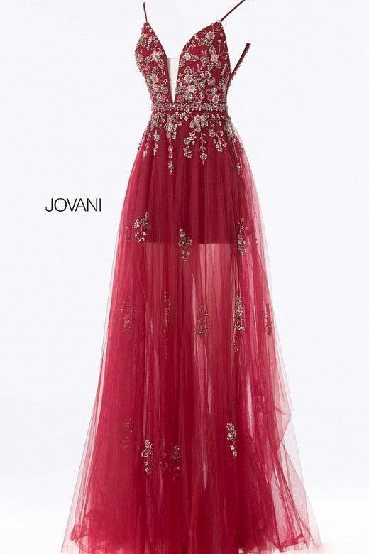 Jovani Long Prom Spaghetti Strap Evening Gown 55621 - The Dress Outlet